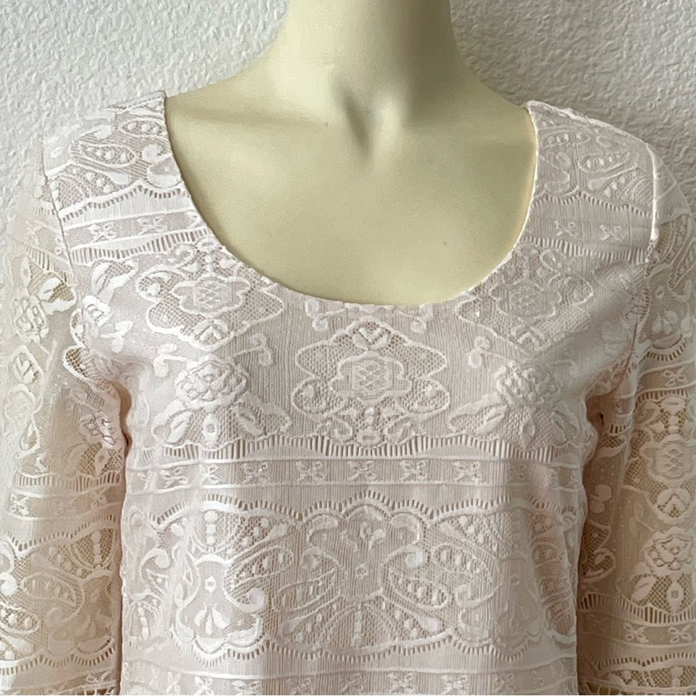 Vanity Cream Lace Shift Dress Size M - Picture 2 of 9